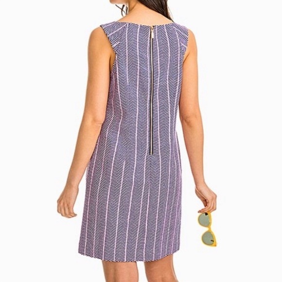 NWT SOUTHERN TIDE Audrey Chevron Ikat Mini Shift Dress Blue Night, Size 2 - Picture 3 of 8